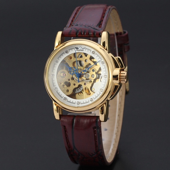 COPY - Womens Automatic Transparent Skeleton Luxury Leather Band Ladies Watch G… main image 5